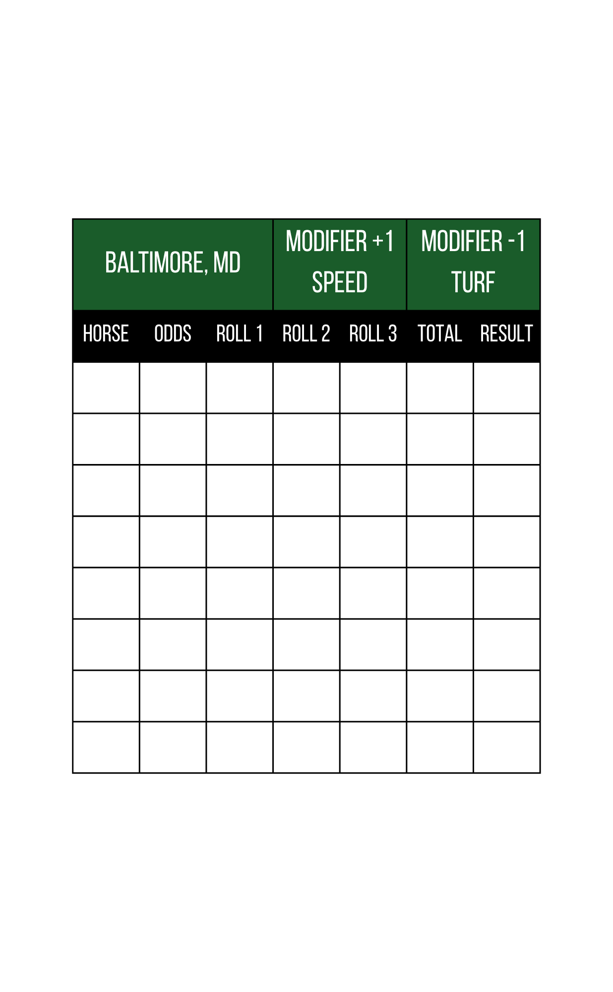 Horse racing scorecard