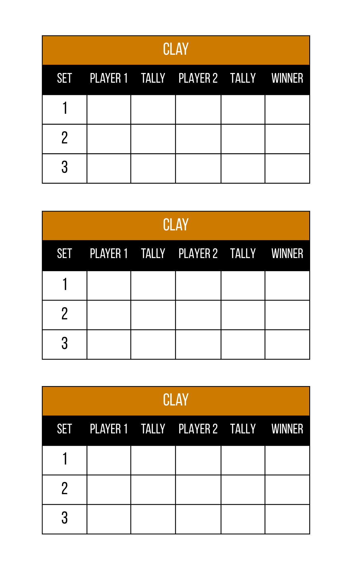 Tennis scorecard
